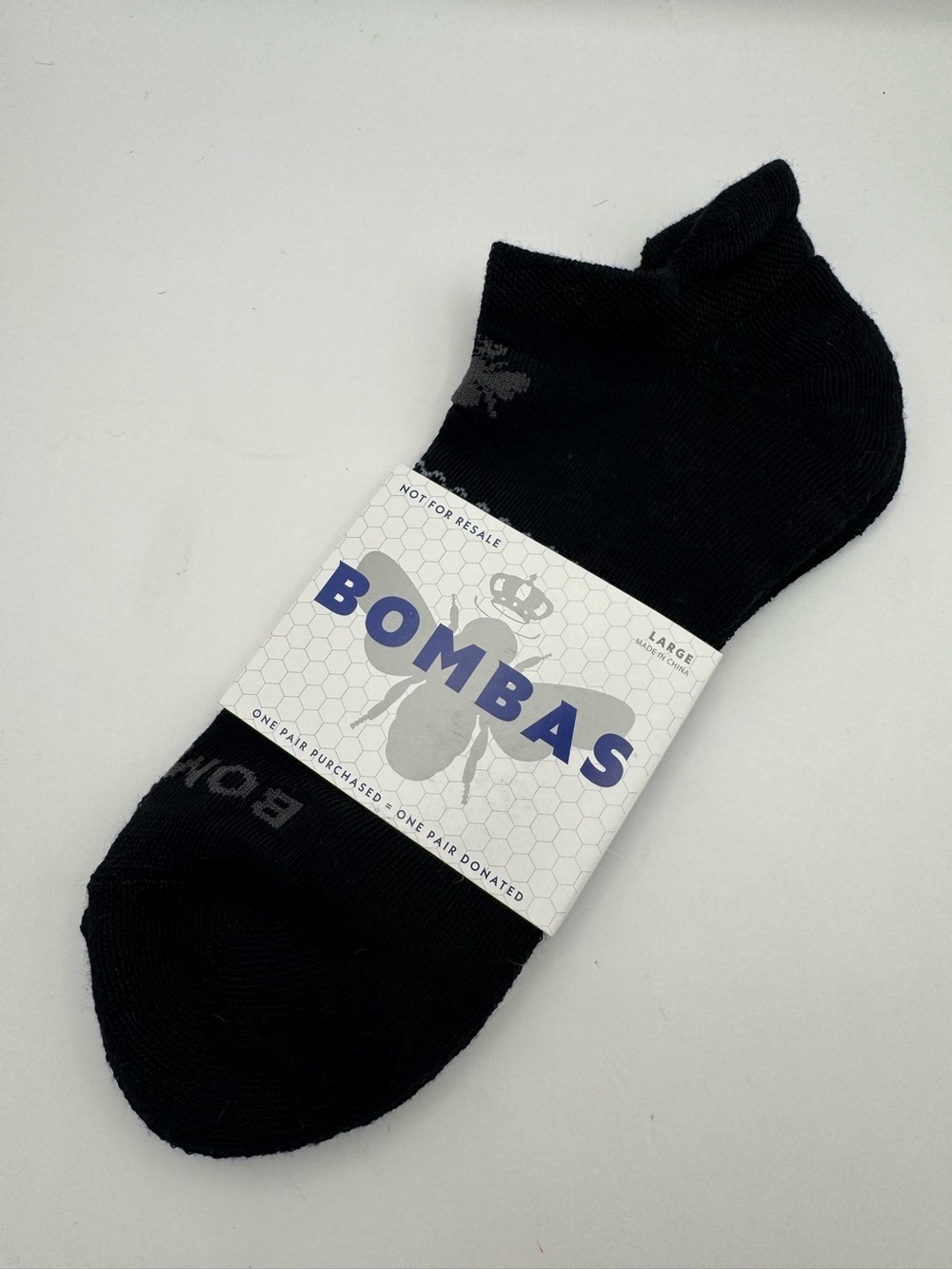 Bombas Unisex Low-Cut Ankle Socks - Black - Size Large